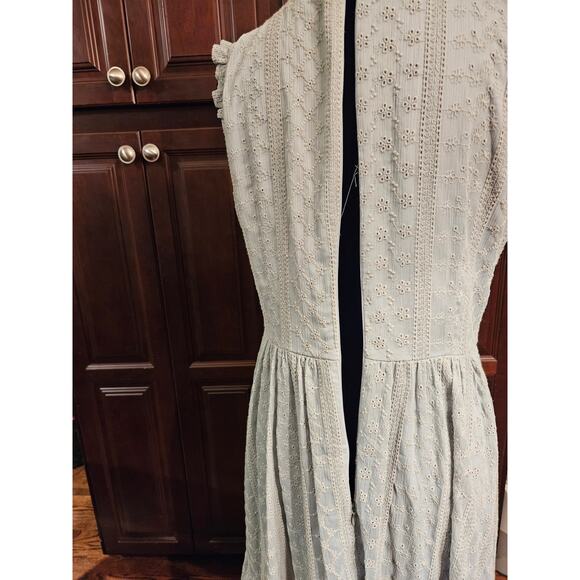 Calvin Klein Summer Eyelet Midi Dress Sage Green Lined Size 8 - Picture 6 of 12